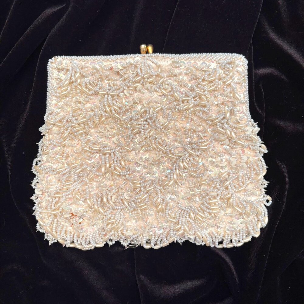 Vintage Richere Walborg White Beaded Handbag